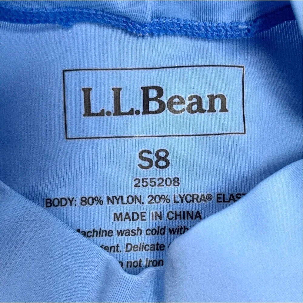 L.L. Bean Blue Size 8 Girl Rash Guard Swim‎ Top Short Sleeves Floral